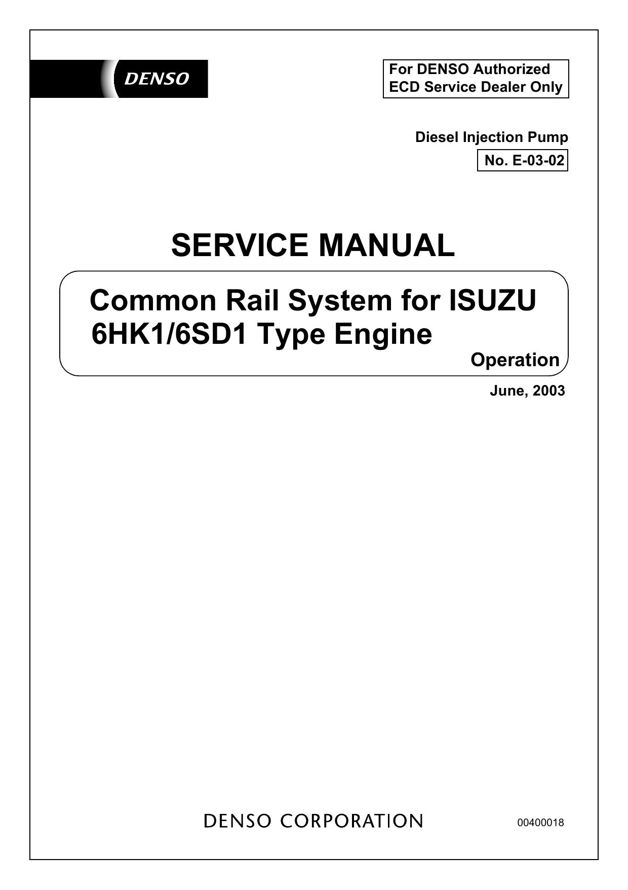 Common Rail System for ISUZU 6HK1 6SD1 Type Engine